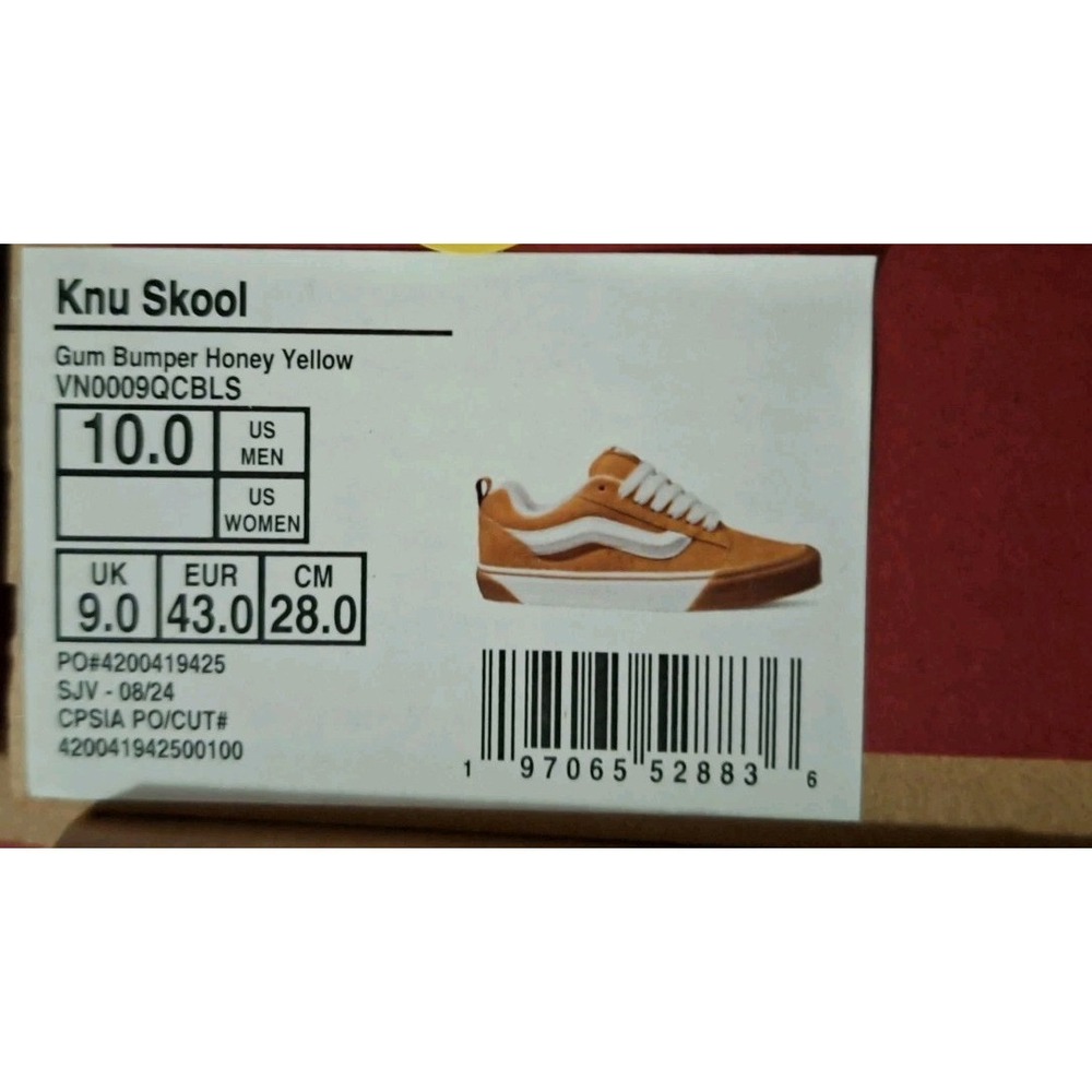Vans‎ Knu Skool Gum Bumper Honey Yellow Wheat Timberland Inspired Gum Men Sz 10 - Picture 9 of 9